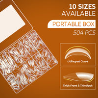 Nicedeco Almond Fake Nail Tips, 504Pcs Medium Soft Gel Nail Tips Almond Shape Pre Etched Half Matte Full Cover Clear Acrylic Gel Kit False Press on - 013