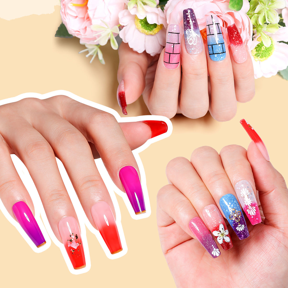 Nicedeco Gel Nail Polish 6pcs, Hema Free, Cruelty Free, Vegan, Color Changing Soak Off LED U V Gel for Nail Art Manicure Salon DIY Kit 51