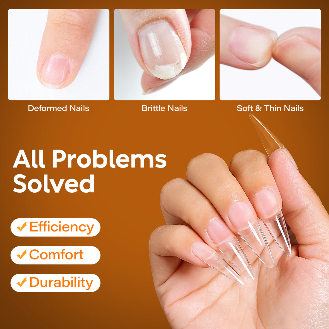 Nicedeco Gel Nail Tips Long Stiletto Shape Nails, 504Pcs Pre Shaped Half Matte Soft Tips Full Cover False Nails for Gel Nail Extensions Press on Nails - 016