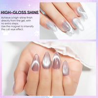 Nicedeco 6PCS 5ml Glassy Transparent Pink Magnetic Cat Eye Gel Polish Kit of with Magnet – Glossy Crystal Liquid Effect, Reflective Translucent Jelly UV Nail Polish, Long Lasting for Salon & DIY56