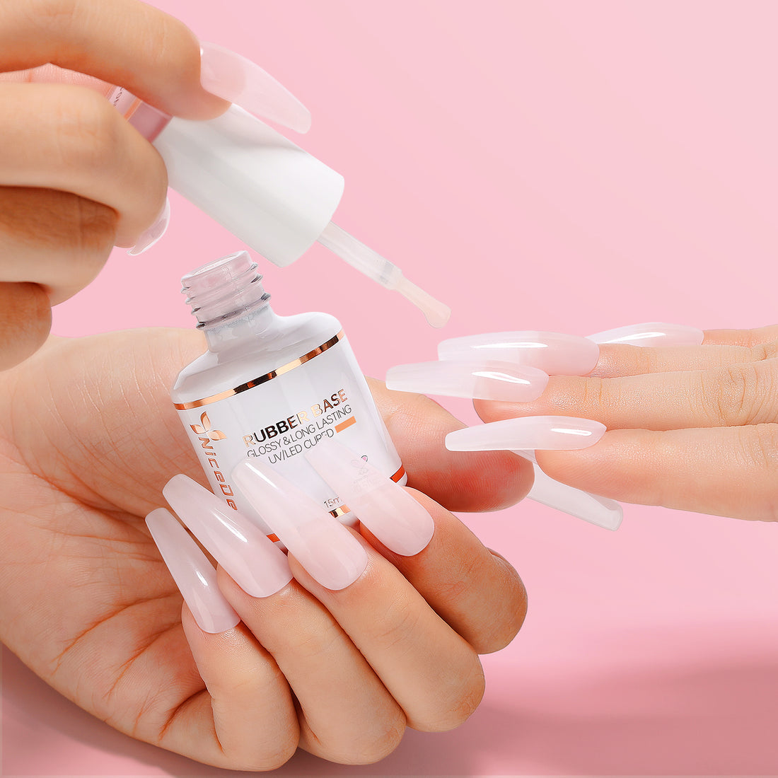 Nicedeco Hema Free Clear Rubber Base Gel Polish for Nails U V Cruelty Free Vegan Color Base Gel Nail Polish 15ML