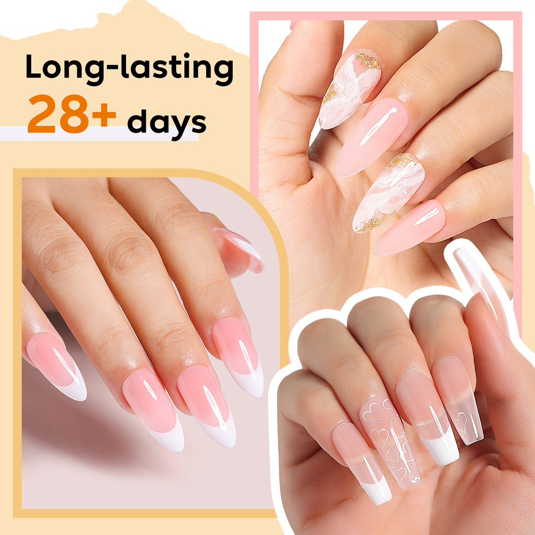 Nicedeco Builder Nail Gel Polish 12pcs, Hema Free, Cruelty Free, Vegan, Base Colors Nude Pink Hard Strengthener Rubber Gel Extension Kit 1