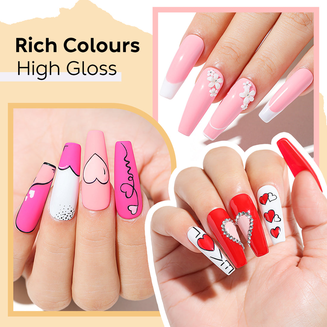 Nicedeco Gel Nail Polish Nail 12 Colors, Hema Free, Cruelty Free, Vegan, Nude Pink Red White U V Gel Manicure Kit 9