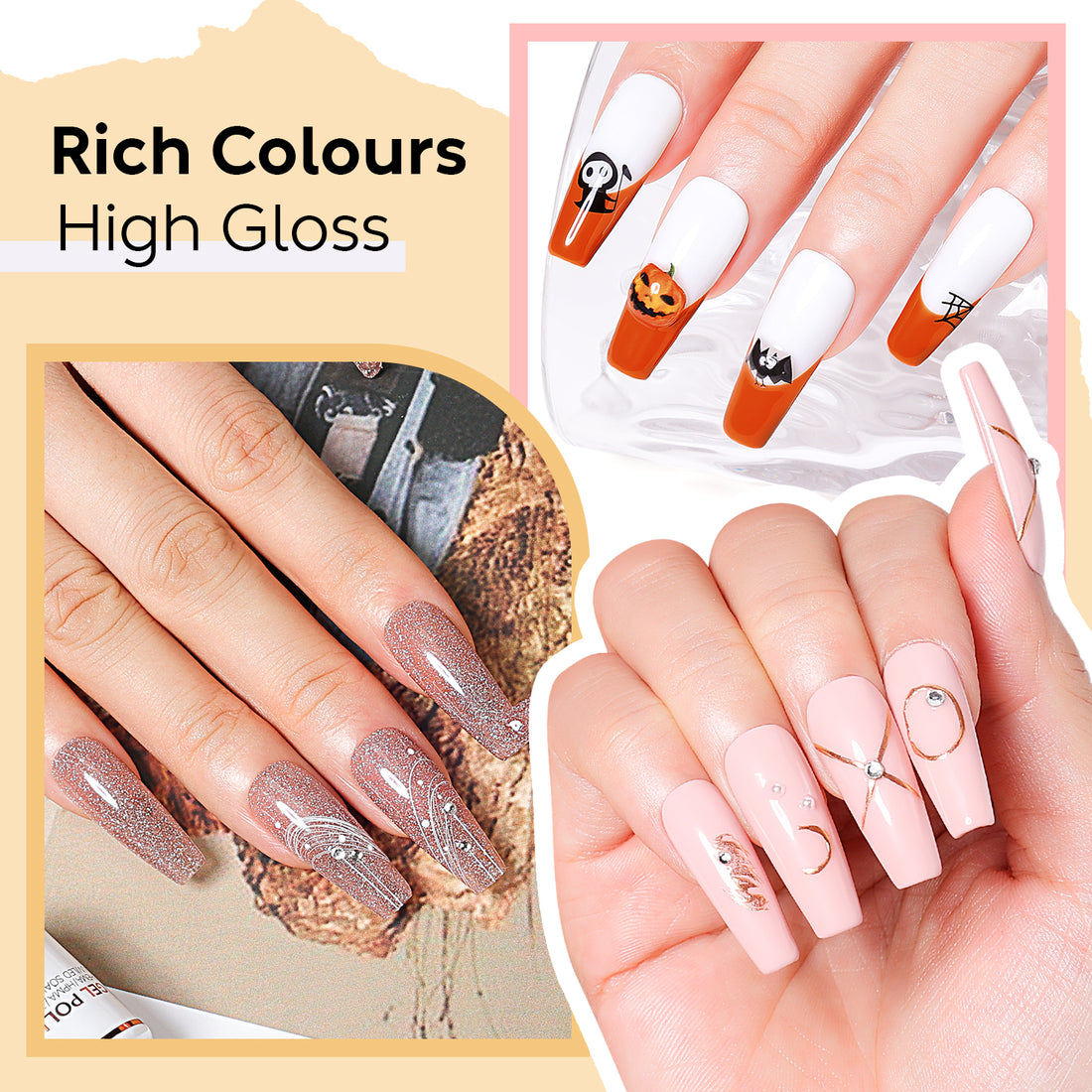 Nicedeco Gel Nail Polish Nail 12 Colors, Hema Free, Cruelty Free, Vegan, Nude Pink Orange Brown Fall U V Gel Manicure Kit 7