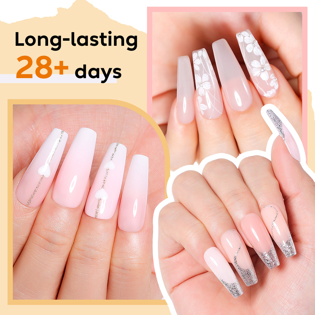 Nicedeco Rubber Base Gel Polish for Nails, Hema Free, Cruelty Free, Vegan, 12 Pcs Rubber Gel Nail Strengthener Nude Pink Nail Polish Kit 2