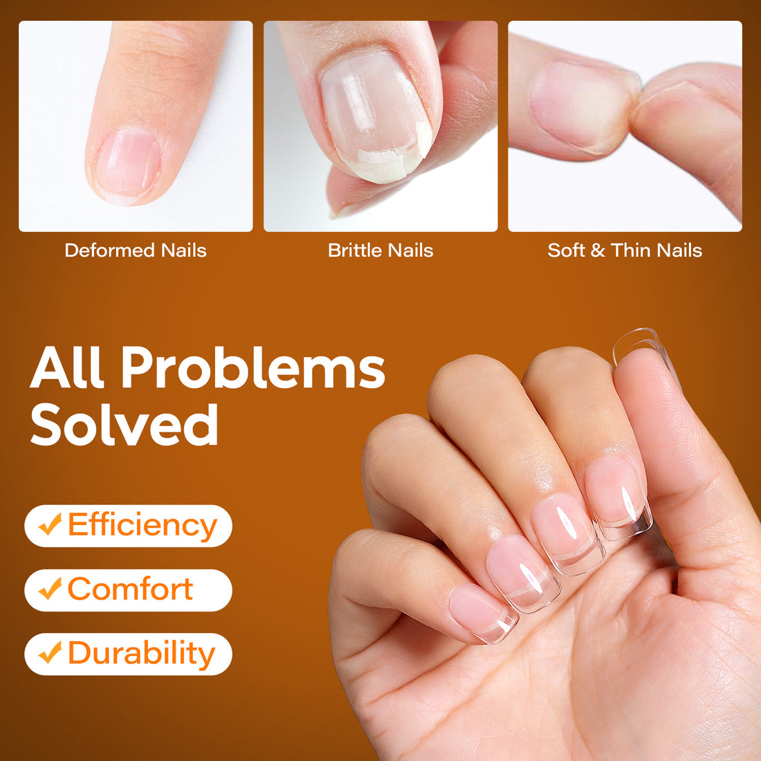 Nicedeco Gel Nail Tips Short Square Shape Nails, 504Pcs Pre Shaped Soft Tips Full Cover False Nails for Gel Nail Extensions Press on Nails - 011