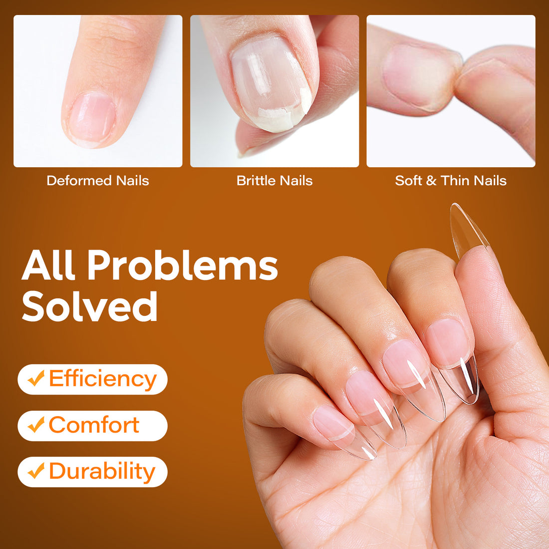 Nicedeco Gel Nail Tips Medium Stiletto Shape Nails, 504Pcs Clear Soft Tips Full Cover False Nails for Gel Nail Extensions Press on Nails - 014