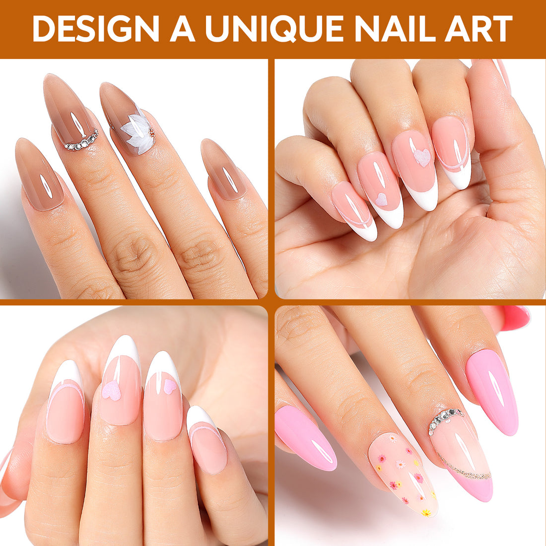 Nicedeco Gel Nail Tips Medium Stiletto Shape Nails, 504Pcs Clear Soft Tips Full Cover False Nails for Gel Nail Extensions Press on Nails - 014