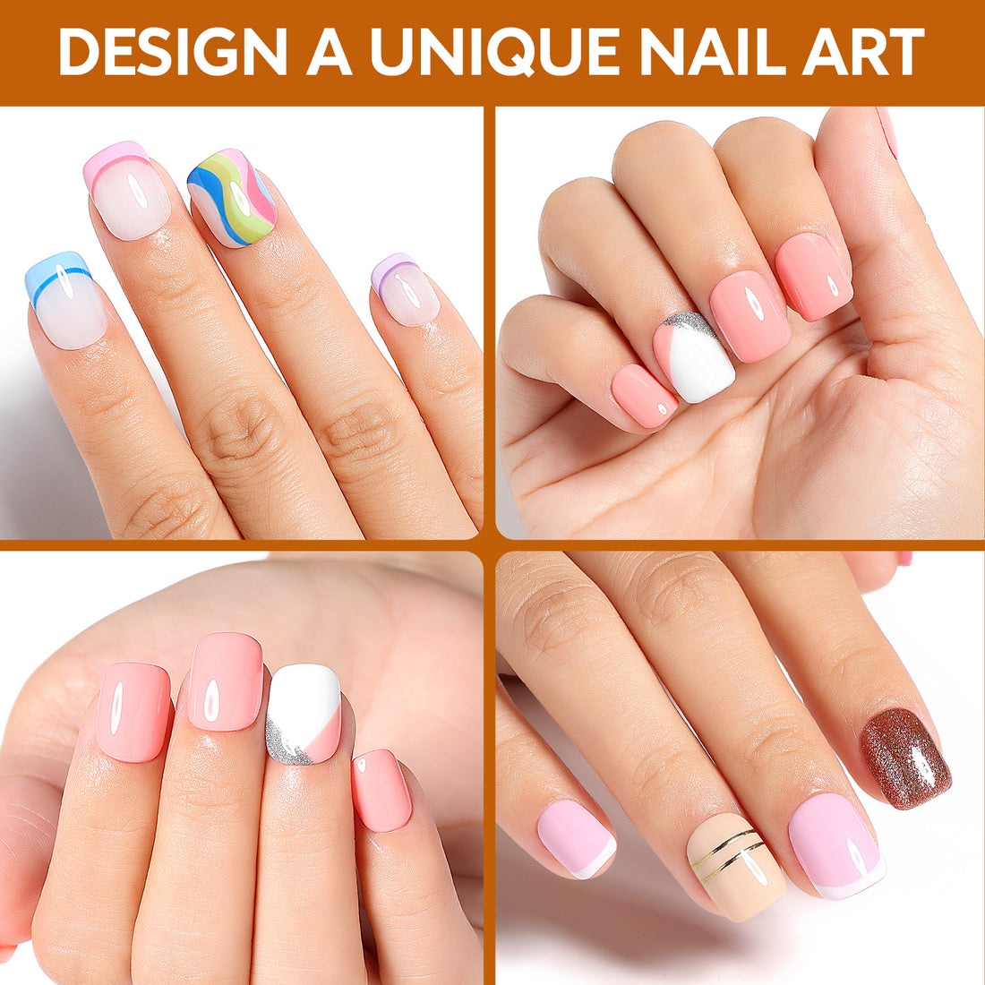 Nicedeco Gel Nail Tips Short Square Shape Nails, 504Pcs Pre Shaped Soft Tips Full Cover False Nails for Gel Nail Extensions Press on Nails - 011