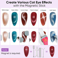 Nicedeco 6PCS 5ml Glassy Transparent Brown Magnetic Cat Eye Gel Polish Kit with Magnet – Glossy Crystal Liquid Effect, Reflective Translucent Jelly UV Nail Polish, Long Lasting for Salon & DIY58