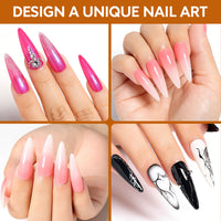 Nicedeco Gel Nail Tips Long Stiletto Shape Nails, 504Pcs Pre Shaped Half Matte Soft Tips Full Cover False Nails for Gel Nail Extensions Press on Nails - 016