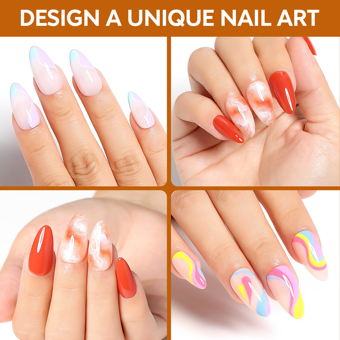 Nicedeco Gel Nail Tips Medium Almond Etch X Nail Tips, 10 Sizes 500 PCS Matte Full Cover False Nails Clear Acrylic Nails Glue on Nails - 017