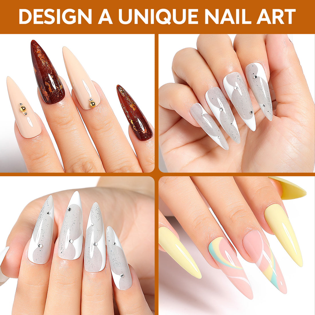 Nicedeco Gel Nail Tips Long Stiletto Shape Nails, 504Pcs Clear Soft Tips Full Cover False Nails for Gel Nail Extensions Press on Nails - 012