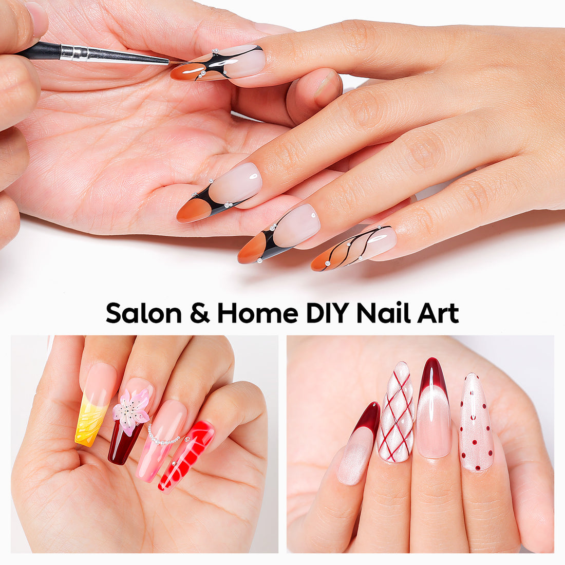 Nicedeco Nail Art Brushes 7pcs, Fingernail Art Design Pens Gel Polish Liner French Brushes for Nail Drawing and Nail Paint DIY Manicure