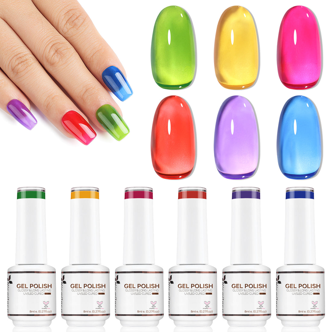 Nicedeco Hema Free Jelly Gel Nail Polish 6 Colors Set 45