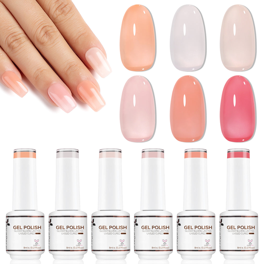 Nicedeco Hema Free Jelly Gel Nail Polish 6 Colors Set 46