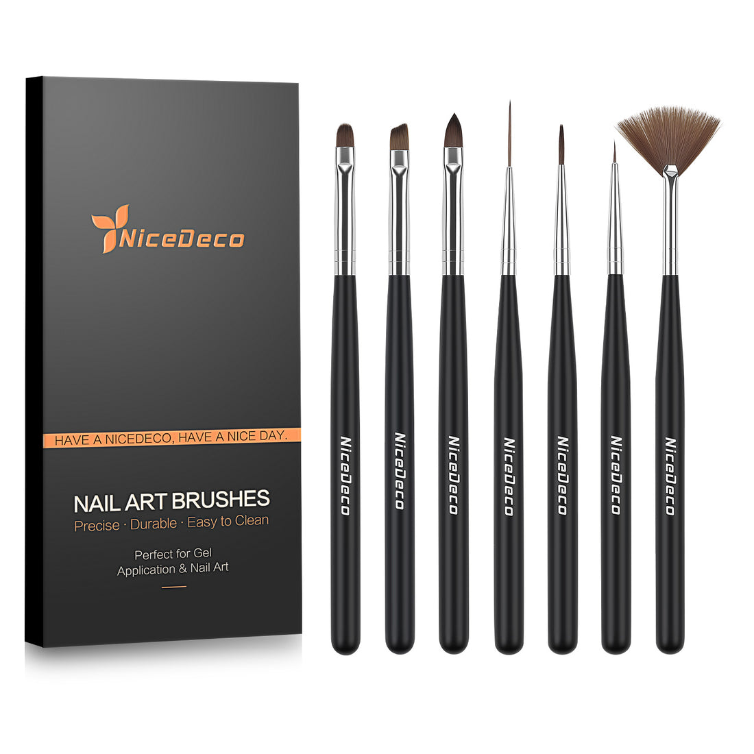 Nicedeco Nail Art Brushes 7pcs, Fingernail Art Design Pens Gel Polish Liner French Brushes for Nail Drawing and Nail Paint DIY Manicure