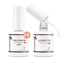 Nicedeco Gel Nail Polish 6 in 1 Nail Glue Gel and No Wipe Top Coat Set