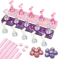 Nicedeco Nail Stand Display, DIY Magnetic Nail Holder for Nail Tips, Acrylic Nail Practice Holders Nail Painting Stand with 96Pcs Reusable Adhesive Putty for False Nail Tip Manicure Tool