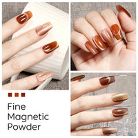 Nicedeco Fine Magnetic Cat Eye Gel Nail Polish Set, 6 Colors 5ML Holographic UV LED Glitter Red Brown Taupe Soak off Nail Polish with Magnet Nail Art DIY Salon For Women Kit 6-73