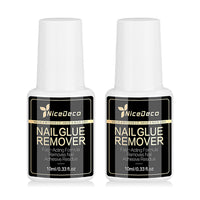 Nicedeco 2 Pcs 10ml Nail Glue Remover,Press on Nail Remover Cruelty Free Vegan for False Nail Tips,Quick Glues and Semi-Cured Sticker,Gentle Formula Not for Uv Nail Glue Gel