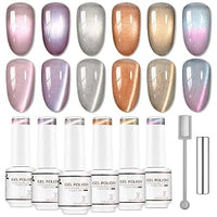 Nicedeco Fur Effect Cat Eye Gel Nail Polish Set, 6 Colors 5ML Holographic UV LED Glitter Soak off Nail Polish with Magnet Nail Art DIY Salon For Women Kit 6-82
