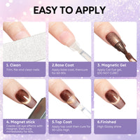 Nicedeco Fine Magnetic Cat Eye Gel Nail Polish Set, 6 Colors 5ML Holographic UV LED Glitter Blue Purple Red Taupe Soak off Nail Polish with Magnet Nail Art DIY Salon For Women Kit 6-72