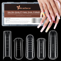 Nicedeco Poly Extension Gel Dual Nail Forms, 120pcs Nail Molds for Builder Extension, 5 Style 12 Size Dual Forms for Gel Nail Tips Nail Art Design Salon DIY Kit 2