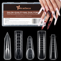 Nicedeco Poly Extension Gel Dual Nail Forms, 120pcs Nail Molds for Builder Extension, 5 Style 12 Size Dual Forms for Gel Nail Tips Nail Art Design Salon DIY Kit 3
