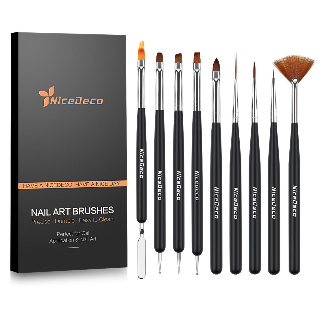 Nicedeco Nail Art Brushes 9pcs, Double-ended Nail Dotting Tool Gel Polish Liner Brushes Design Pen For Nail Drawing and Nail Paint Small Detail Brushes Manicure Design Set