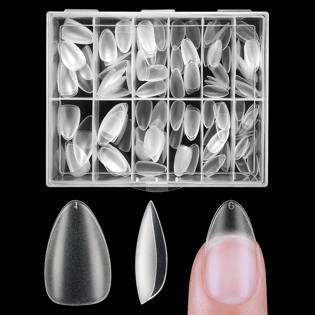 Nicedeco Short Almond Nail Tips Soft Gel Tips 216pcs 008