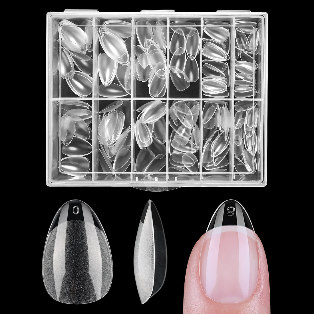Nicedeco Extra Short Almond Nail Tips Full Cover 216pcs 009