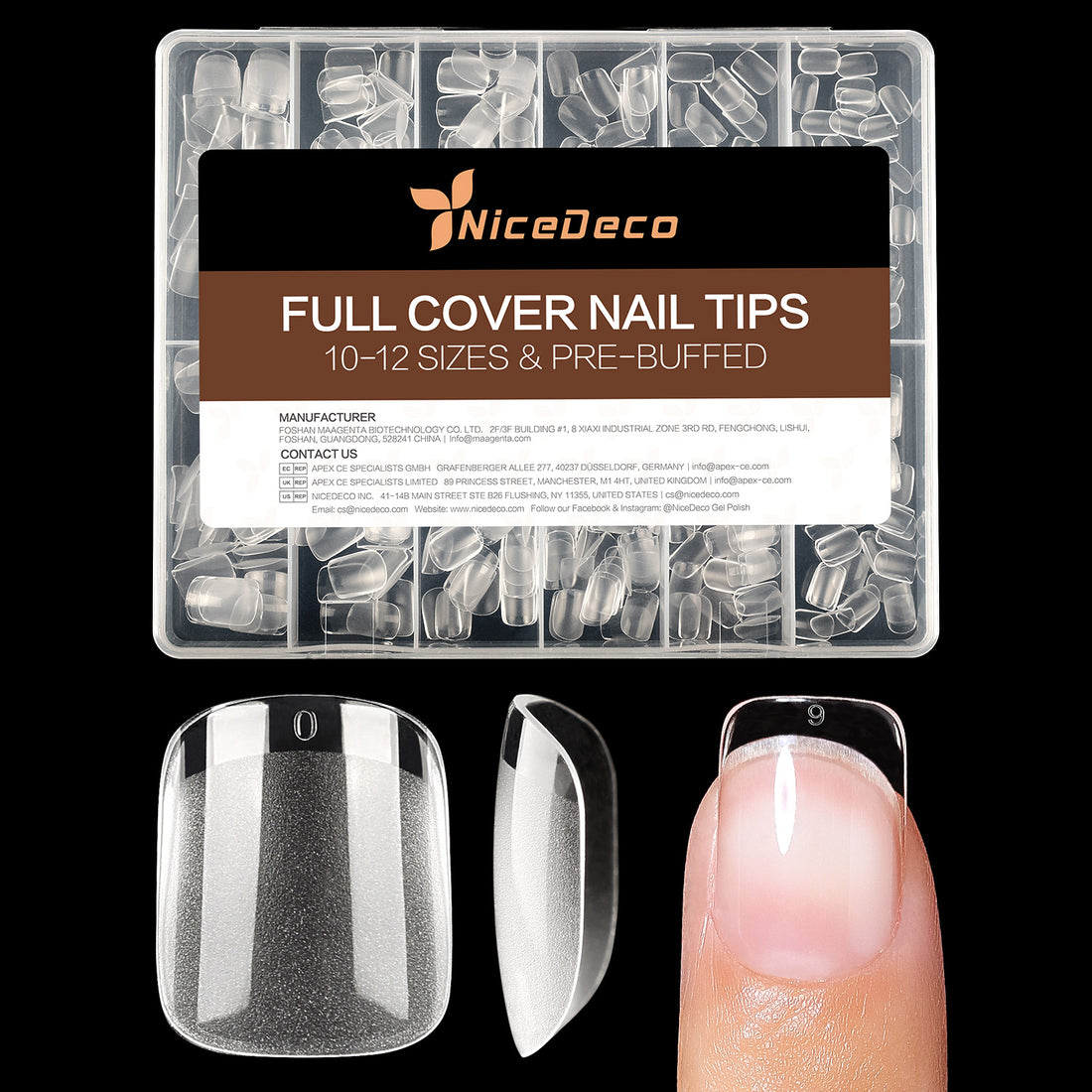 Nicedeco Gel Nail Tips Short Square Shape Nails, 504Pcs Pre Shaped Soft Tips Full Cover False Nails for Gel Nail Extensions Press on Nails - 011