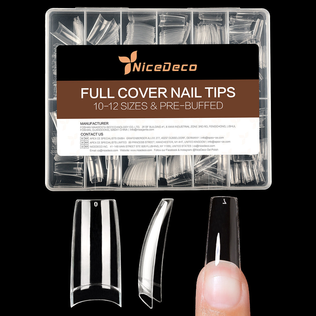 Nicedeco French Nail Tips for Gel Extensions, 500pcs 10 Sizes Half Cover False Nail Tips Fake Nails Press on Nails Acrylic Nail Tips - 015