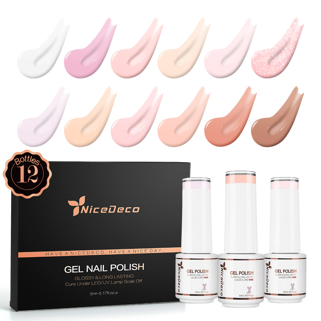 Nicedeco Gel Nail Polish Nail 12 Colors, Hema Free, Cruelty Free, Vegan, Nude Pink U V Gel Manicure Kit DIY Home for Women Girls Kit 4