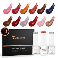 Nicedeco Gel Nagellak Nagellak 12 Kleuren, Hema Vrij, Dierproefvrij, Veganistisch, Herfst Winter UV Gel Manicure Kit DIY Home voor Vrouwen Meisjes Kit 5