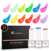 Nicedeco Gel Nagellak Nagellak 12 Kleuren, Hema Vrij, Dierproefvrij, Veganistisch, Neon Roze Geel Blauw UV Gel Manicure DIY Home voor Vrouwen Meisjes Kit 6