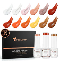 Nicedeco Gel Nagellak Nagellak 12 Kleuren, Hema Vrij, Dierproefvrij, Veganistisch, Nude Roze Oranje Bruin Herfst UV Gel Manicure Kit 7