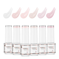 Nicedeco Builder Nail Gel Polish 6pcs, Hema Free, Cruelty Free, Vegan, Base Colors Nude Pink Hard Strengthener Rubber Gel Extension Kit 49