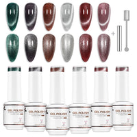 Nicedeco 6PCS 5ml Glitter Shimmer Transparent Magnetic Cat Eye Gel Polish Kit with Magnet – Glossy Crystal Liquid Effect, Reflective Translucent Jelly UV Nail Polish, Long Lasting for Salon & DIY59