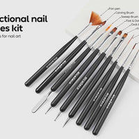 Nicedeco Nail Art Brushes 9pcs, Double-ended Nail Dotting Tool Gel Polish Liner Brushes Design Pen For Nail Drawing and Nail Paint Small Detail Brushes Manicure Design Set