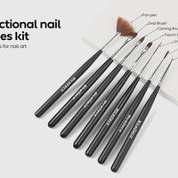 Nicedeco Nail Art Brushes 7pcs, Fingernail Art Design Pens Gel Polish Liner French Brushes for Nail Drawing and Nail Paint DIY Manicure