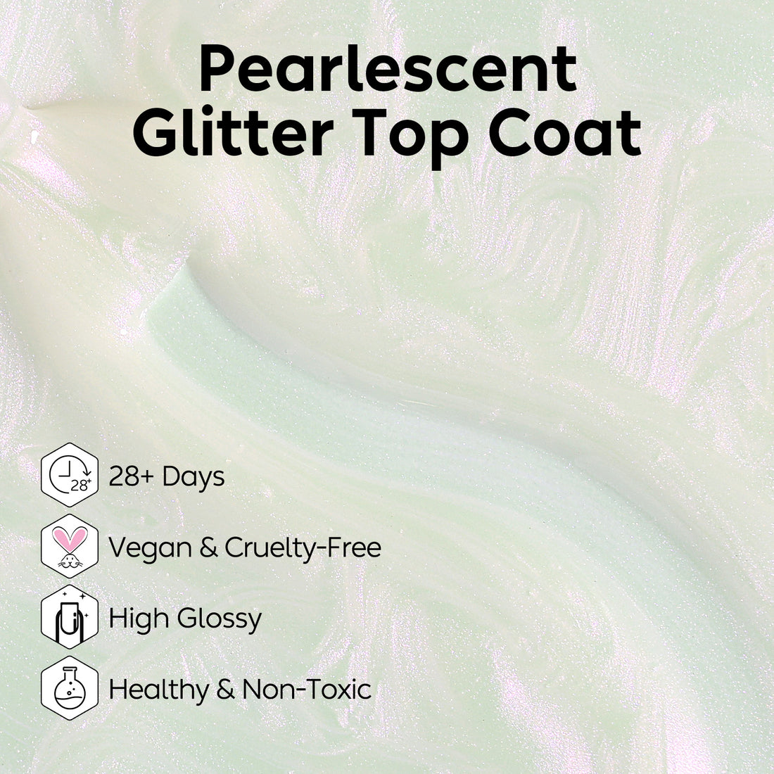 Nicedeco Gel Nail Polish Pearlescent Glitter Gel Top Coat 011