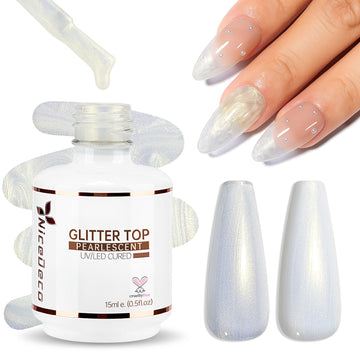 Nicedeco Gel Nail Polish Pearlescent Glitter Gel Top Coat 012