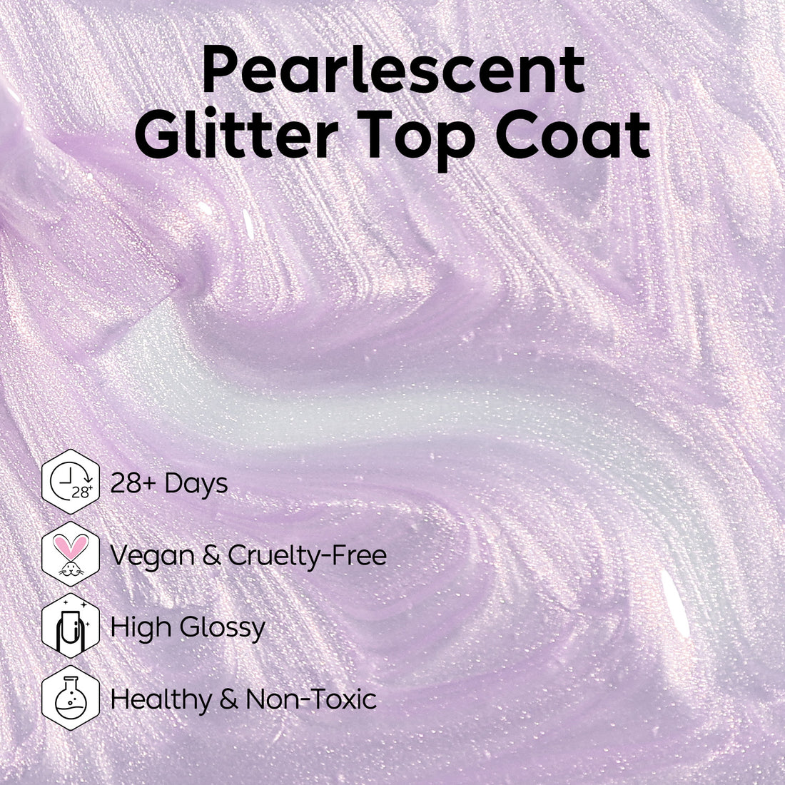 Nicedeco Gel Nail Polish Pearlescent Glitter Gel Top Coat 013