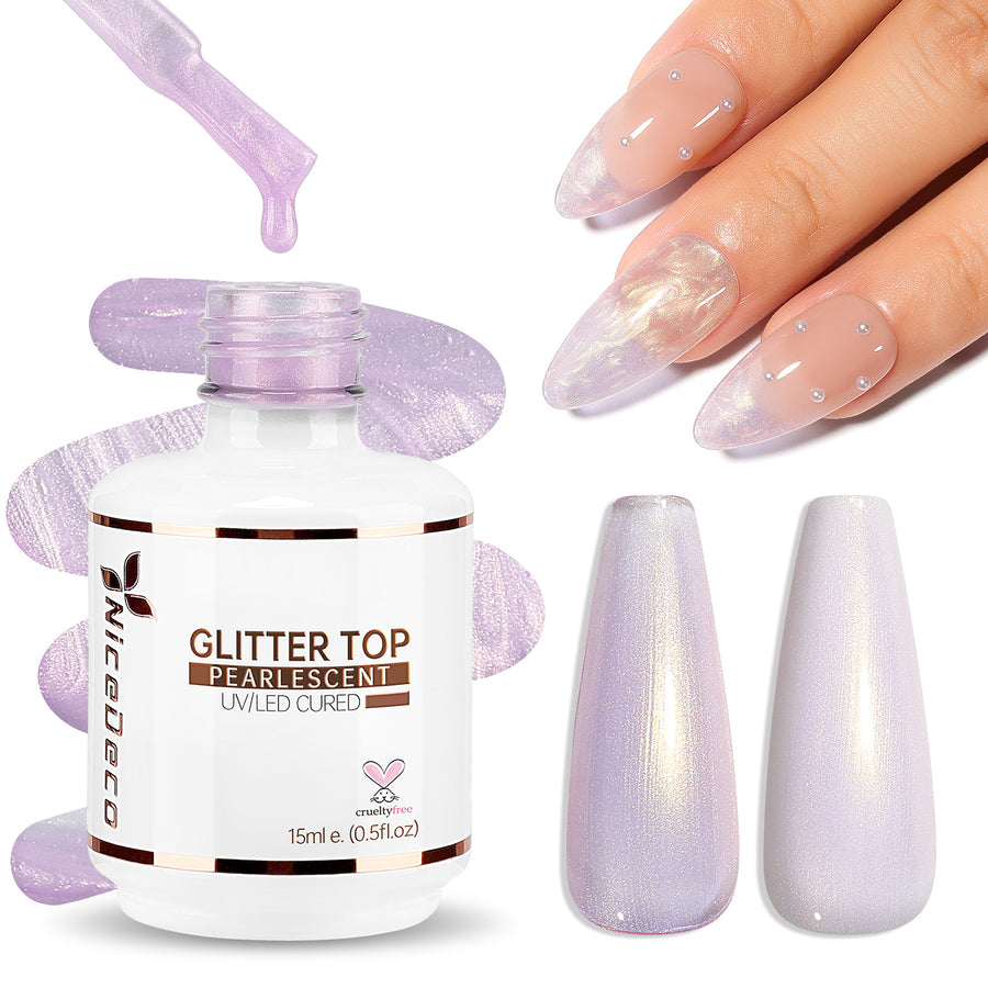 Nicedeco Gel Nail Polish Pearlescent Glitter Gel Top Coat 013
