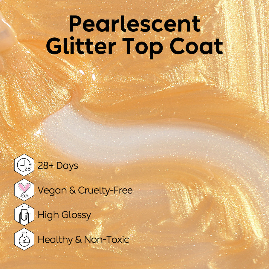 Nicedeco Gel Nail Polish Pearlescent Glitter Gel Top Coat 014