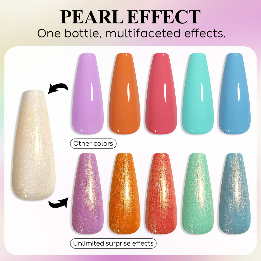 Nicedeco Gel Nail Polish Pearlescent Glitter Gel Top Coat 014