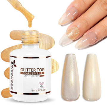 Nicedeco Gel Nail Polish Pearlescent Glitter Gel Top Coat 014