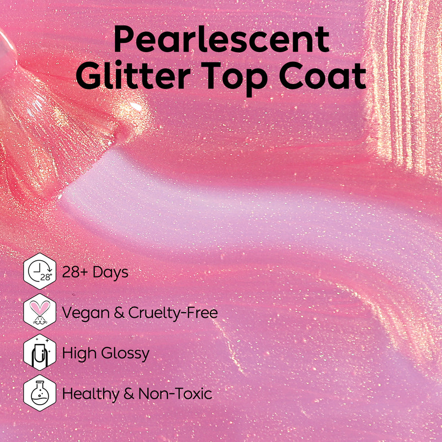 Nicedeco Gel Nail Polish Pearlescent Glitter Gel Top Coat 015